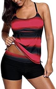 img 1 attached to 👙 EVALESS Women's Tankini Swimsuit Set with Printed Tie Side Tops and Skirted Bottom (S-XXXL)