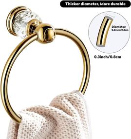 img 1 attached to 🛁 Gold Round Crystal Towel Ring - Stylish Wall Mounted Decorative Hand Towel Holder for Bathrooms