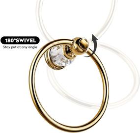 img 2 attached to 🛁 Gold Round Crystal Towel Ring - Stylish Wall Mounted Decorative Hand Towel Holder for Bathrooms