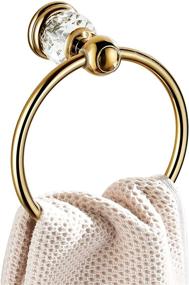 img 4 attached to 🛁 Gold Round Crystal Towel Ring - Stylish Wall Mounted Decorative Hand Towel Holder for Bathrooms