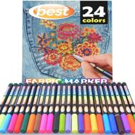 top-rated non-toxic fabric markers (pack of 24 pens) - set of 24 vibrant colors - no duplicates - bullet tip - machine washable paint - ideal for writing on clothes, clothing, jeans, pants, and shirts logo