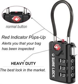 img 2 attached to 🔒 Sure Lock - 4 Pack of TSA Approved Travel Luggage Locks with Inspection Indicator, Easy Read Dials, and Zinc Alloy Construction