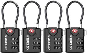 img 4 attached to 🔒 Sure Lock - 4 Pack of TSA Approved Travel Luggage Locks with Inspection Indicator, Easy Read Dials, and Zinc Alloy Construction