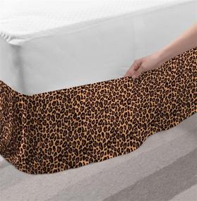 img 1 attached to 🐆 Ambesonne Orange Leopard Print Bedskirt - Exotic Fauna Inspired Pattern, Elastic Wrap Around Bed Skirt with Gathered Design - Queen Size, Black and Orange