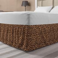 🐆 ambesonne orange leopard print bedskirt - exotic fauna inspired pattern, elastic wrap around bed skirt with gathered design - queen size, black and orange logo
