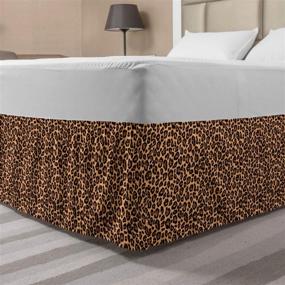 img 3 attached to 🐆 Ambesonne Orange Leopard Print Bedskirt - Exotic Fauna Inspired Pattern, Elastic Wrap Around Bed Skirt with Gathered Design - Queen Size, Black and Orange