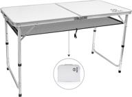 🏕️ large nice c folding table - adjustable height, lightweight aluminum, portable camping table with carry handle - perfect for outdoor activities, beach, bbq, picnic, cooking, festival, indoor and office use logo