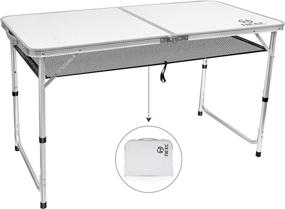 img 4 attached to 🏕️ Large Nice C Folding Table - Adjustable Height, Lightweight Aluminum, Portable Camping Table with Carry Handle - Perfect for Outdoor Activities, Beach, BBQ, Picnic, Cooking, Festival, Indoor and Office Use