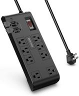 💡 bestek 8-outlet 12ft extension cord power strip with usb 15a 1875w surge protector, 5v 4.2a 4 usb charging ports, desktop charging station, 600joule, ultra-compact design with wide-spaced outlets for large plugs logo