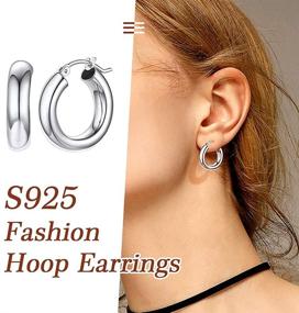 img 3 attached to 💎 Silvora Huggies Hoops Earrings: Chunky 30MM/40MM Sterling Silver/18K Gold for Women and Teen Girls