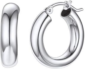 img 4 attached to 💎 Silvora Huggies Hoops Earrings: Chunky 30MM/40MM Sterling Silver/18K Gold for Women and Teen Girls