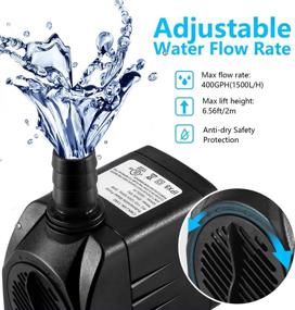 img 3 attached to 🌊 CWKJ 400GPH Submersible Water Pump with 6.5ft Power Cord - Durable Fountain Pump for Outdoor Aquatic Displays, Pond, Fish Tank, Hydroponics, and Backyard Fountains - Includes 3 Nozzles