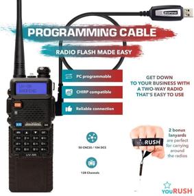 img 1 attached to 📻 Портативная радиостанция youRUSH 2 шт. - BAOFENG UV5R 5W Двухдиапазонная двухсторонняя радиостанция с увеличенной батареей BL-5L 3800 мАч, подвеска, USB-кабель для программирования, поддержка Chirp, встроенная функция VOX: максимальная связь в движении!