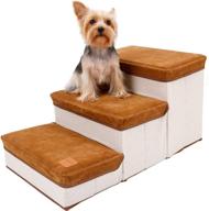 🐾 fladorepet 3-layer pet dog cat stairs steps with foldable extra wide ramp ladder for bed and car, including storage compartment - ultimate pet accessory! logo