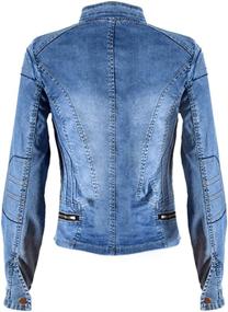 img 2 attached to 👚 Dreamskull Women's Stretch Denim Jean Jacket with Stand Collar - Enhancing SEO