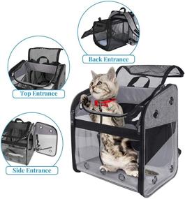 img 1 attached to Mancro Cat Backpack Carrier: A versatile and Expandable Pet Carrier Backpack for Cats, Rabbits, Small Dogs, and Puppies - Perfect for Hiking & Camping