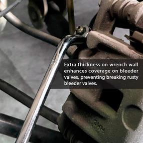 img 2 attached to 🔧 FIRSTINFO Offset Automotive Brake Bleeder Wrench Set - 6 Sizes in 1 Tool - 8mm, 9mm, 10mm, 11mm, 3/8-inch, 7/16-inch