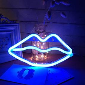 img 4 attached to Colorful Lip Shape Neon Signs LED Kiss Neon Light Sign: Perfect Wall Decor Lights for Christmas, Baby Girls Room, Bar, Wedding Party Supplies (Blue)