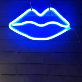 img 3 attached to Colorful Lip Shape Neon Signs LED Kiss Neon Light Sign: Perfect Wall Decor Lights for Christmas, Baby Girls Room, Bar, Wedding Party Supplies (Blue)