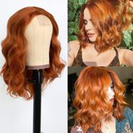 🍊 oxeely orange wave wig - 14 inch short bob, heat resistant glueless orange ginger hairpiece with curly wavy synthetic fibers - ideal for fashion-forward women in cosplay and fashion logo