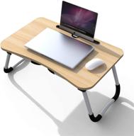 🛏️ многофункциональный столик из орехового дерева для кровати: складной стол для работы, учебы и приема пищи в кровати или на диване. логотип