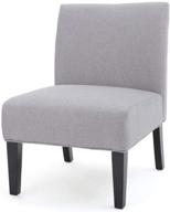 🪑 stylish and comfortable: kendal contemporary fabric slipper accent chair in light gray and matte black логотип