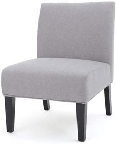 img 4 attached to 🪑 Stylish and Comfortable: Kendal Contemporary Fabric Slipper Accent Chair in Light Gray and Matte Black