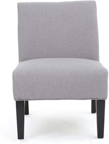 img 2 attached to 🪑 Stylish and Comfortable: Kendal Contemporary Fabric Slipper Accent Chair in Light Gray and Matte Black
