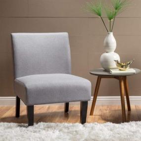 img 3 attached to 🪑 Stylish and Comfortable: Kendal Contemporary Fabric Slipper Accent Chair in Light Gray and Matte Black