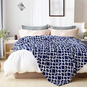 img 2 attached to 👑 King Size Navy Crown Flannel Fleece Blanket - Soft, Warm, and Lightweight Microfiber Blanket for Bed, Couch, Chair, Living Room