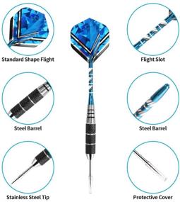 img 3 attached to 🎯 22 Grams Professional Steel Tip Darts Set - 6 Pack with Stainless Steel Barrel, Aluminum Shafts, and 2 Style Flights in Black & Blue