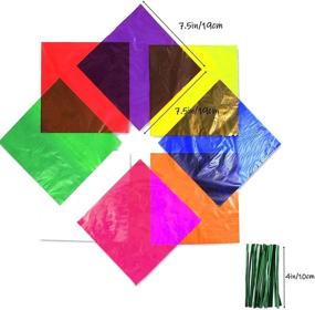 img 3 attached to 🎨 Cinvo 160 Pcs Colored Cellophane Wrap Sheets with Twist Ties - Ideal for DIY Arts and Crafts, Treats Candy Wrapping, and Party Supplies - Colorful Transparency Sheets (Clear, 7.5 x 7.5 Inch)