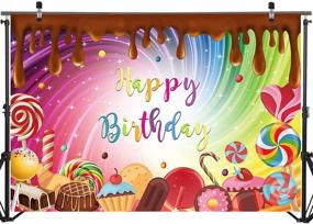 img 3 attached to 🍫 Mocsicka Chocolate Birthday Backdrop: 7x5ft Sweet Candy Theme Party Background for Lollipop Cupcake Candyland Photography - Stunning Candy-Inspired Backdrops