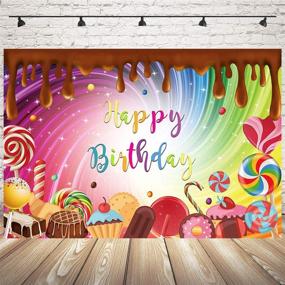 img 2 attached to 🍫 Mocsicka Chocolate Birthday Backdrop: 7x5ft Sweet Candy Theme Party Background for Lollipop Cupcake Candyland Photography - Stunning Candy-Inspired Backdrops