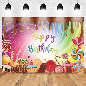 img 1 attached to 🍫 Mocsicka Chocolate Birthday Backdrop: 7x5ft Sweet Candy Theme Party Background for Lollipop Cupcake Candyland Photography - Stunning Candy-Inspired Backdrops