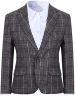 👔 stylish boys plaid suit blazer: slim fit, notched lapel, check sports jacket logo