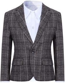 img 4 attached to 👔 Stylish Boys Plaid Suit Blazer: Slim Fit, Notched Lapel, Check Sports Jacket