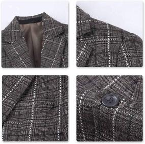 img 1 attached to 👔 Stylish Boys Plaid Suit Blazer: Slim Fit, Notched Lapel, Check Sports Jacket