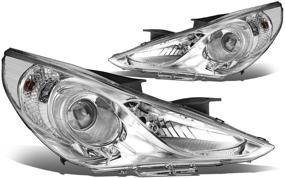 img 4 attached to DNA Motoring HL-OH-HSON11-CH-CL1 Chrome Housing Projector Headlights Compatible With 11-14 Sonata Excludes Hybrid