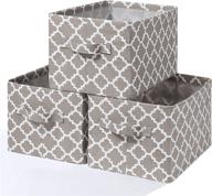 📦 acecha collapsible storage bins for shelves - set of 3 rectangular baskets with metal frame, carry handle - ideal for nursery, kids room, home, closet, office - grey grid design logo