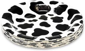 img 2 attached to 🐮 Cow Print Farm Animal Barn Party Supplies: Complete Set for Barnyard Cowboy Cowgirl Farmhouse Theme - 24 Plates, Cups, and 50 Napkins