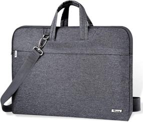 img 4 attached to 👝 17.3-inch Water-resistant Laptop Sleeve Case with Shoulder Straps & Handle - Voova Laptop Bag, Notebook Computer Case Briefcase Compatible with MacBook, Acer, Asus, and Hp - Grey
