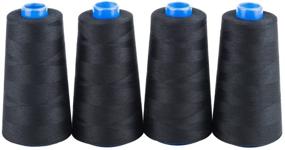 img 2 attached to 🧵 High-quality Black Sewing Thread: 100% Polyester, 3000m/3280yds per Spool, 4pcs (12000m/13120yds) Pack, 40/2 All-Purpose Threads for Sewing Machine Over-Lock