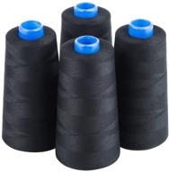 🧵 high-quality black sewing thread: 100% polyester, 3000m/3280yds per spool, 4pcs (12000m/13120yds) pack, 40/2 all-purpose threads for sewing machine over-lock logo