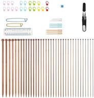 bamboo knitting needles set - bcmrun 36pcs 25cm(9.84in) with 18 sizes from 2.0mm to 10.0mm, includes 34pcs accessories (35cm) logo