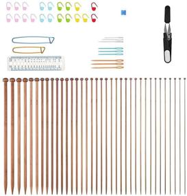 img 4 attached to Bamboo Knitting Needles Set - BCMRUN 36PCS 25CM(9.84in) with 18 Sizes from 2.0mm to 10.0mm, Includes 34PCS Accessories (35CM)