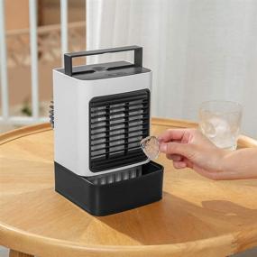 img 2 attached to Portable Rechargeable Air Cooler with Handle: Quiet and Efficient Personal Evaporative Air Conditioner with 3 Speeds for Bedroom, Home, Office