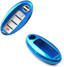 img 2 attached to IJDMTOY Exact Fit Gloss Metallic Sky Blue Smart Key Fob Shell Совместимость с Nissan Armada Rogue GT-R Murano Pathfinder Sentra Leaf Titan (только 4 кнопки)