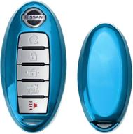 ijdmtoy exact fit gloss metallic sky blue smart key fob shell compatible with nissan armada rogue gt-r murano pathfinder sentra leaf titan (4-button only) logo