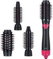 🌹 3-in-1 rose black hot air brush with interchangeable heads - volumizing hair dryer brush, ceramic negative ion styler & curling dryer brush logo